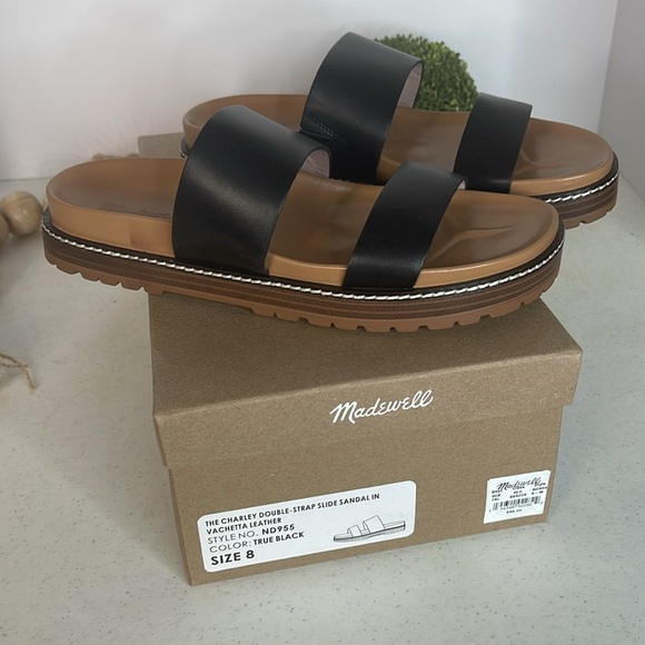 Madewell  The Charley Double-Strap Slide Sandal Sz 8/Black - Picture 7 of 8